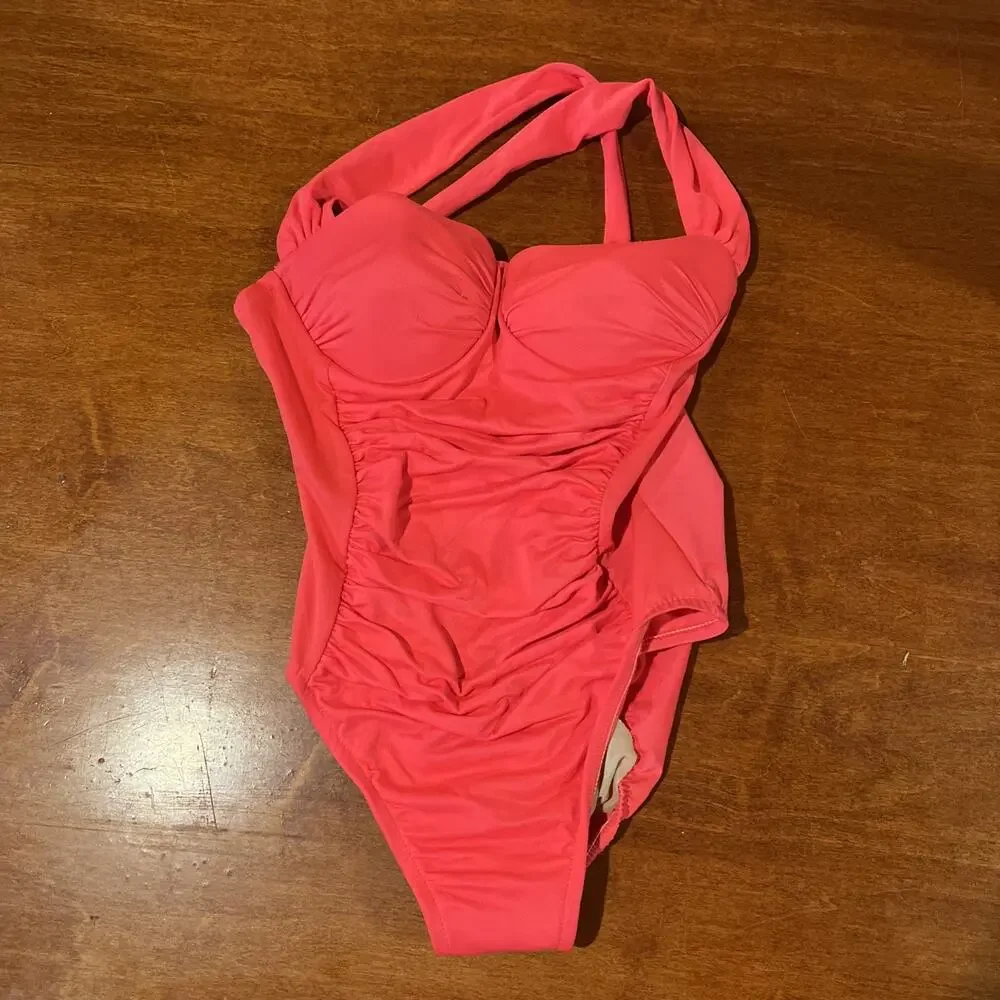 Swim‎ Shaper Union Made Size 8 One Piece Swimsuit Bright Pinky Orange Cupped